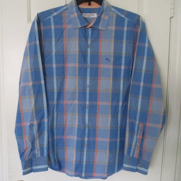 Tommy Bahama Mens L/S Blue Cotton Button Down Casual Shirt - Size 17.5/35 or L - Picture 3 of 3